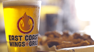Sweating East Coast Wings & Grill cup from national commercial