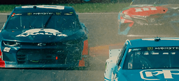 NASCAR cars racing in video for Hendrick Motorsports in Charlotte